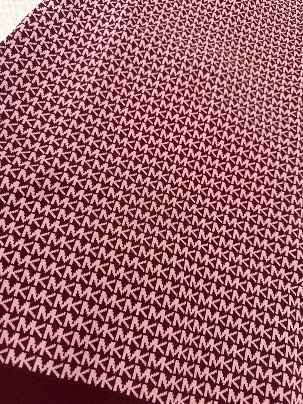 Michael Kors Burgundy and Pink Short-Sleeve Knit Logo Dress - Picture 2 of 7